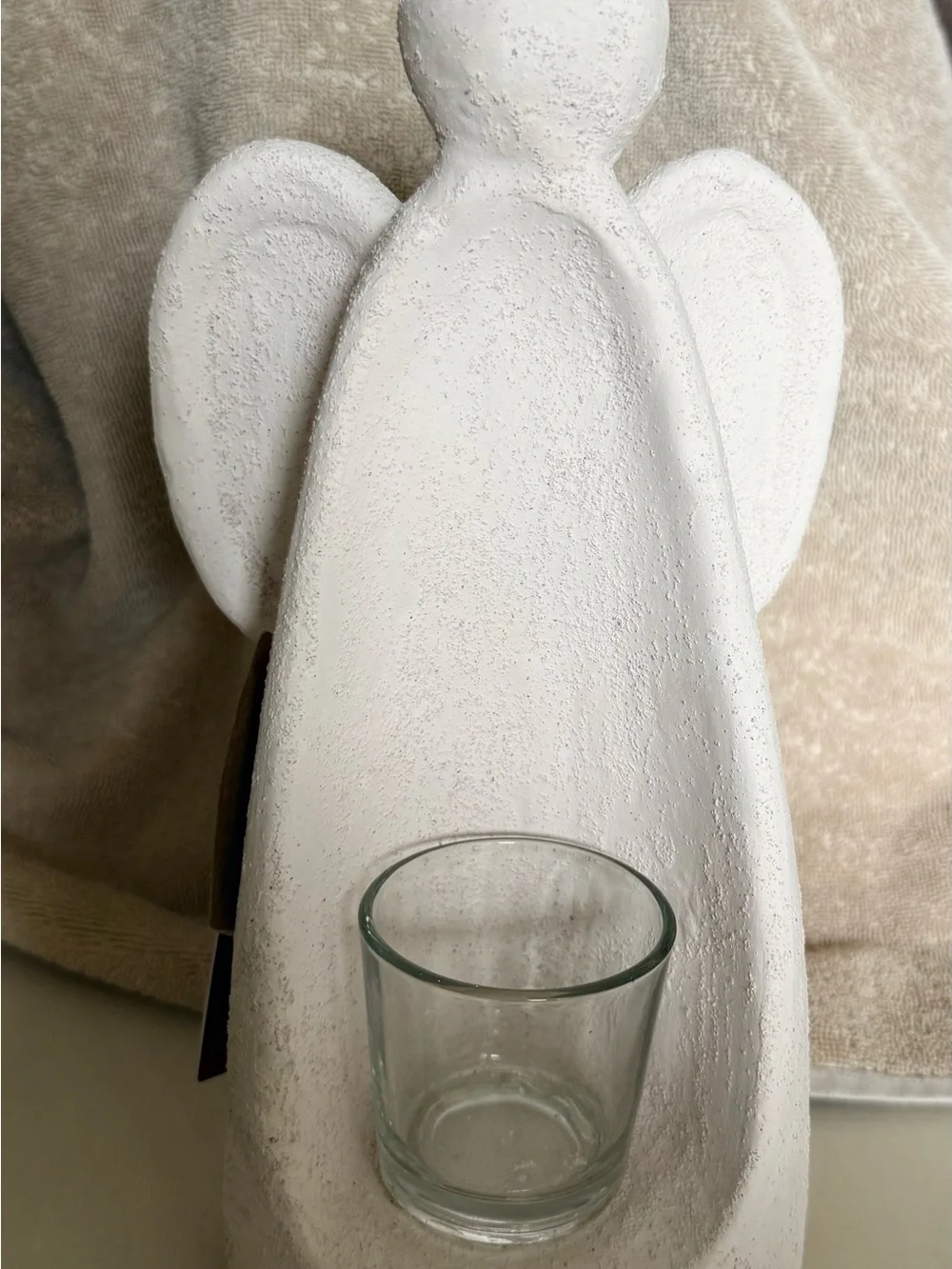 Terracotta Cream Angel Votive Holder - Decorative Home